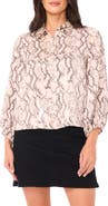 Vince Camuto Snakeskin Print Satin Button-Up Shirt