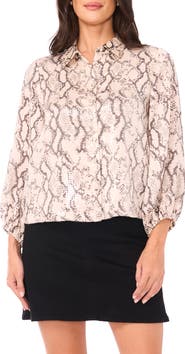 Vince Camuto Snakeskin Print Satin Button-Up Shirt
