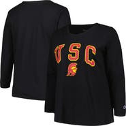 PROFILE Women's Profile Black USC Trojans Plus Size Arch Over Logo Scoop Neck Long Sleeve T-Shirt
