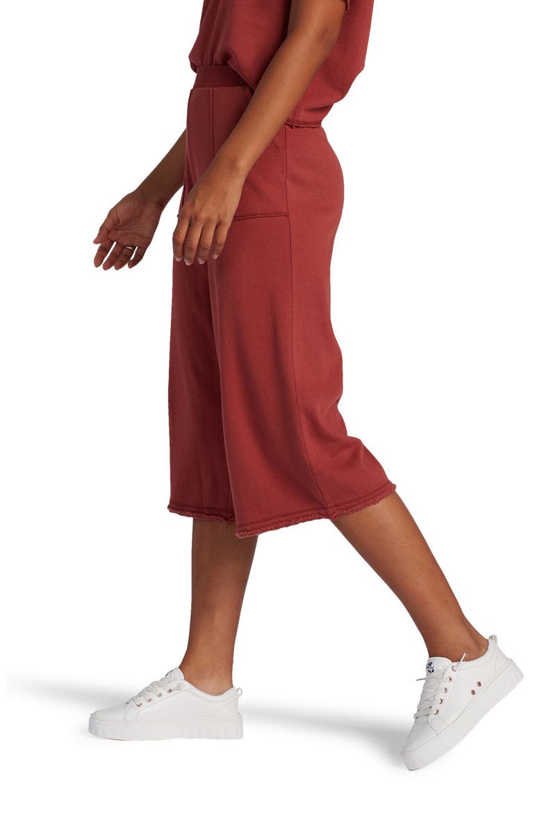 Catching Waves Wide Leg Knit Crop Pants, Alternate, color, MARSALA
