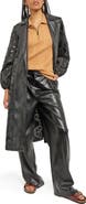 Misook Eyelet Open Front Faux Leather Longline Jacket