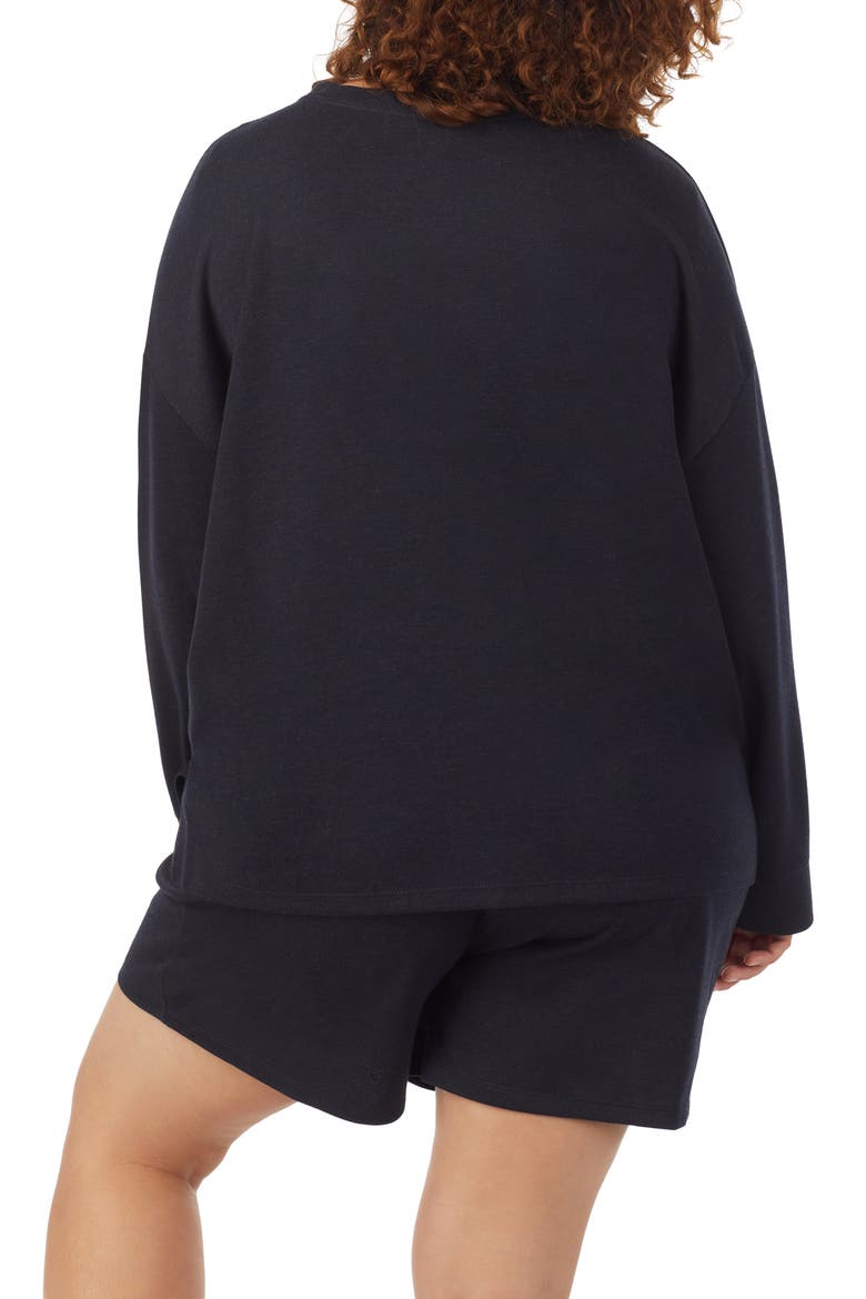 Refinery 29 Long Sleeve Pajama Top, Alternate, color, BLACK