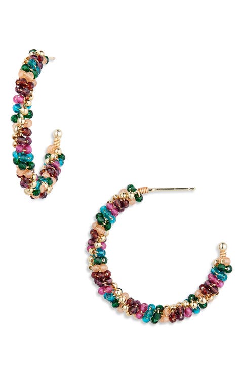 Crystal Beaded Hoop Earrings