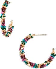 Panacea Crystal Beaded Hoop Earrings
