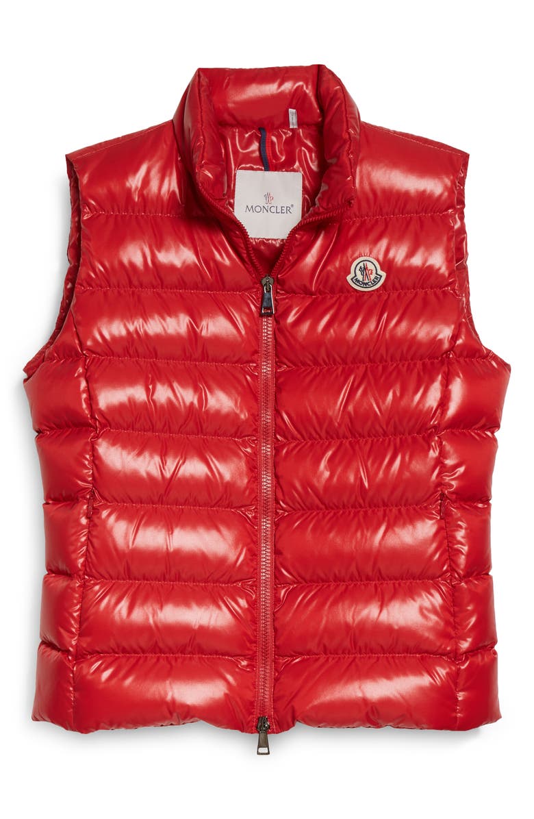 Moncler Ghany Water Resistant Down Puffer Vest, Alternate, color, Red