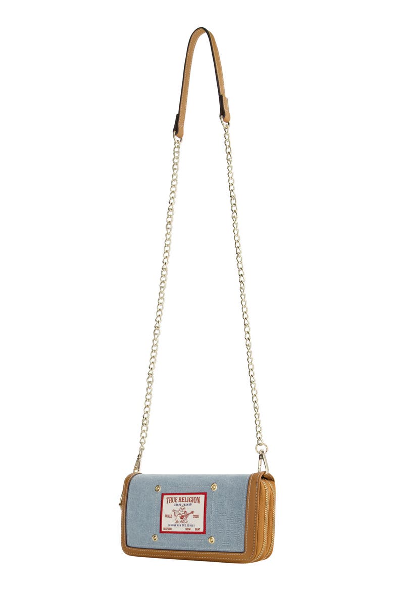 Buddha Patch Double Zip Chain Wallet, Alternate, color, DENIM
