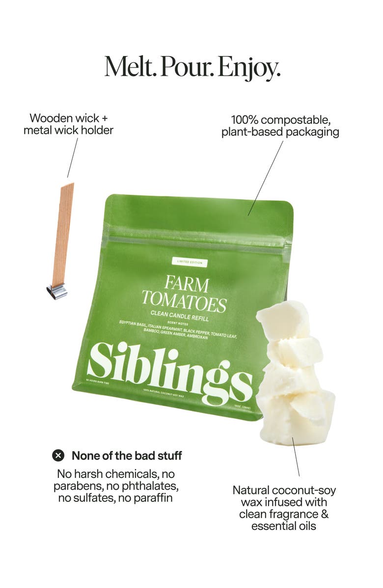SIBLINGS Farm Tomatoes Candle Refill, Alternate, color, White