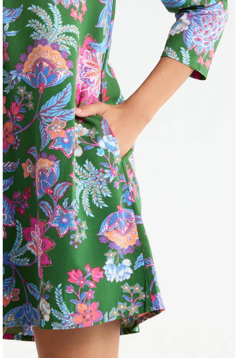 Elara Floral Ruelle Ruffle Neck Minidress, Alternate, color, EMERALD-MULTI