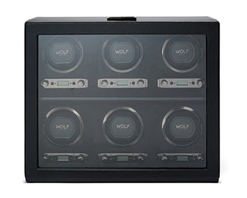 Wolf British Racing 6 Piece Watch Winder In Black