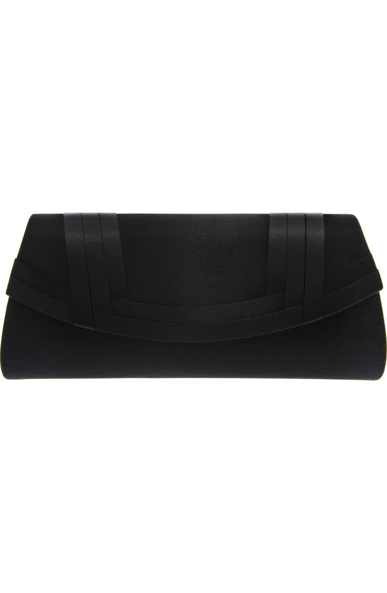 Nina Avis Pleated Classic Clutch, Main, color, Black Noble Satin