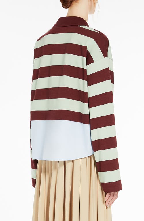 Shop Weekend Max Mara Halle Stripe Mixed Media Top In Sage Green