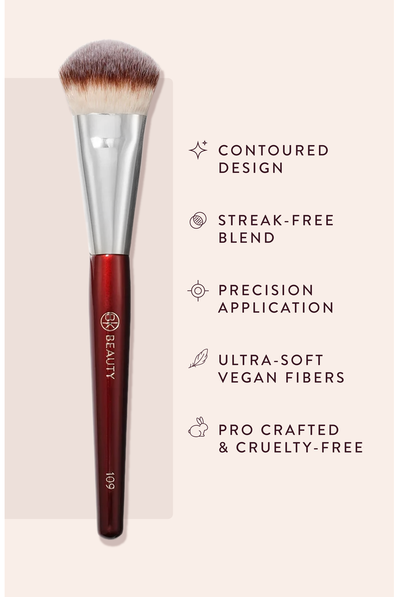 109 Mini Contoured Foundation Brush, Alternate, color, Burgundy