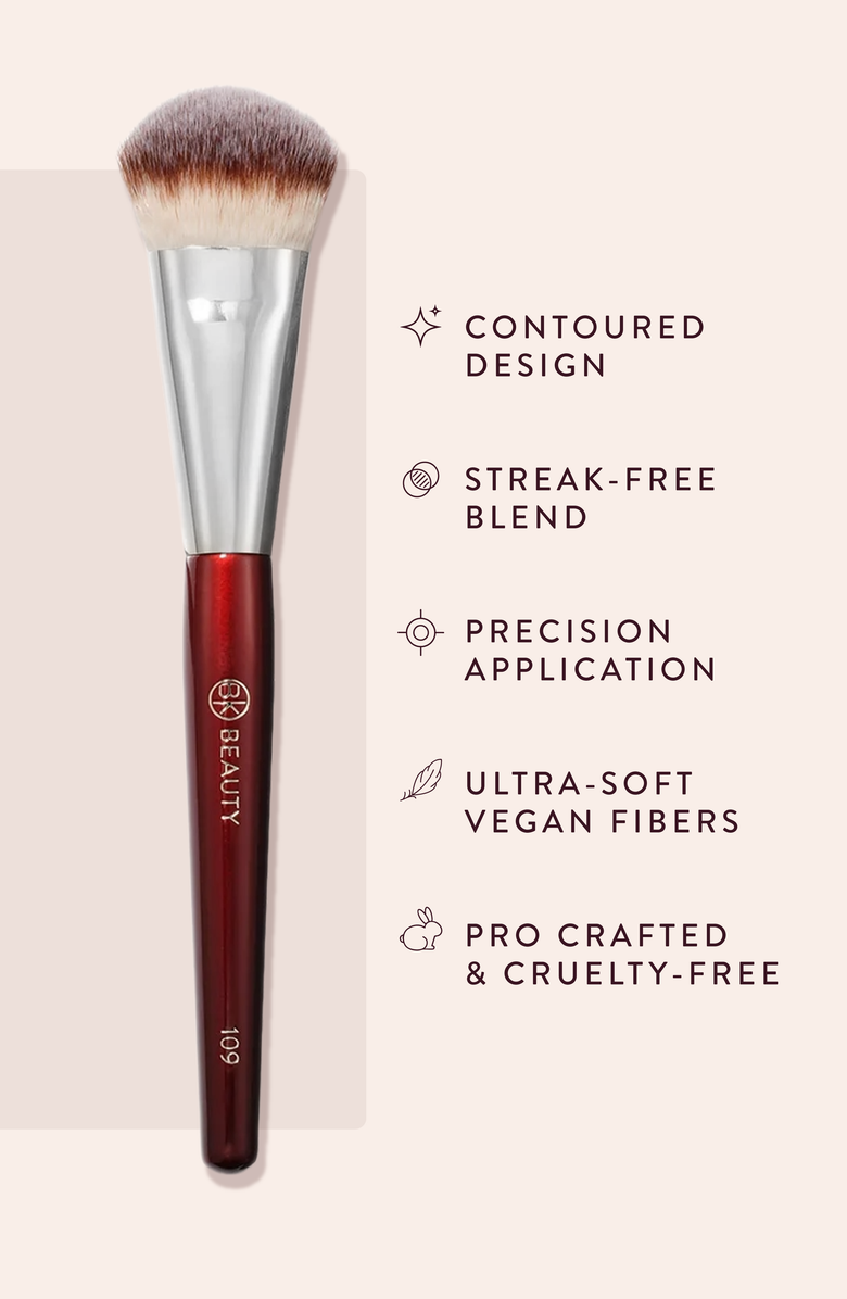 BK Beauty 109 Mini Contoured Foundation Brush, Alternate, color, Burgundy