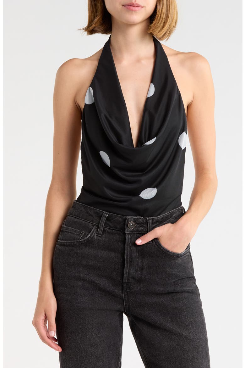 Plunge Neck Bodysuit Cleona, Alternate, color, BLACK