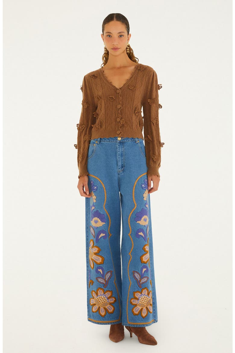 Richielieu 3-D Butterfly Detail Cardigan, Alternate, color, SAND