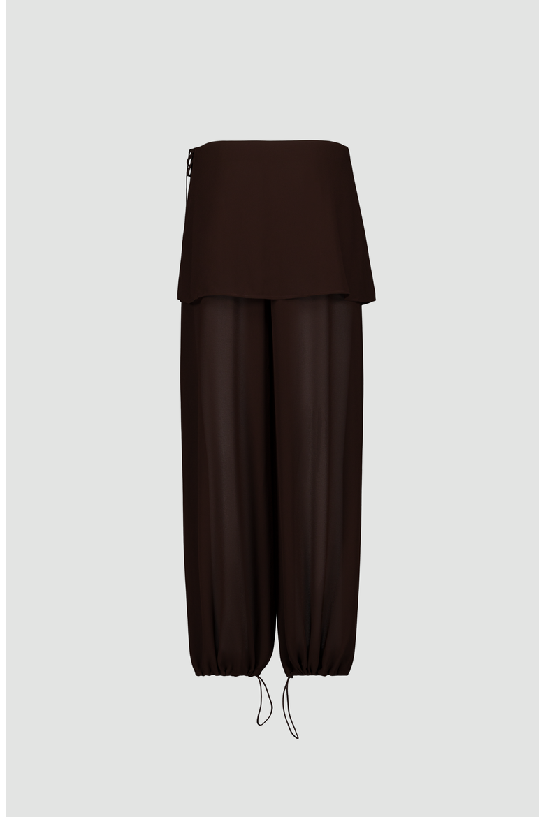 Elia Layered Skirt Trousers, Alternate, color, Dark Brown