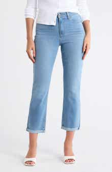 PAIGE Brigitte High Waist Raw Hem Straight Leg Jeans