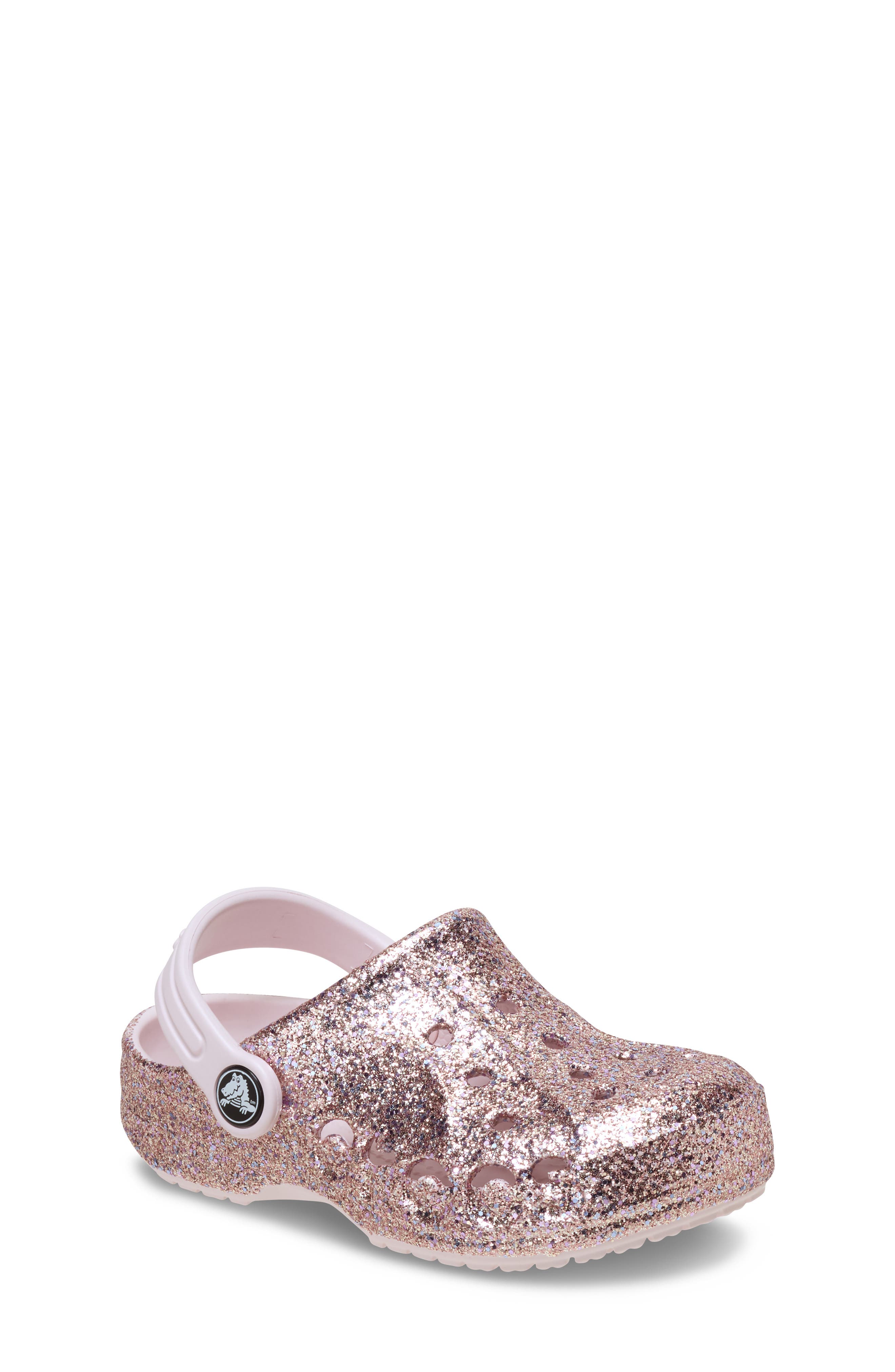 CROCS Kids' Baya Glitter Clog, Main, color, Barely Pink