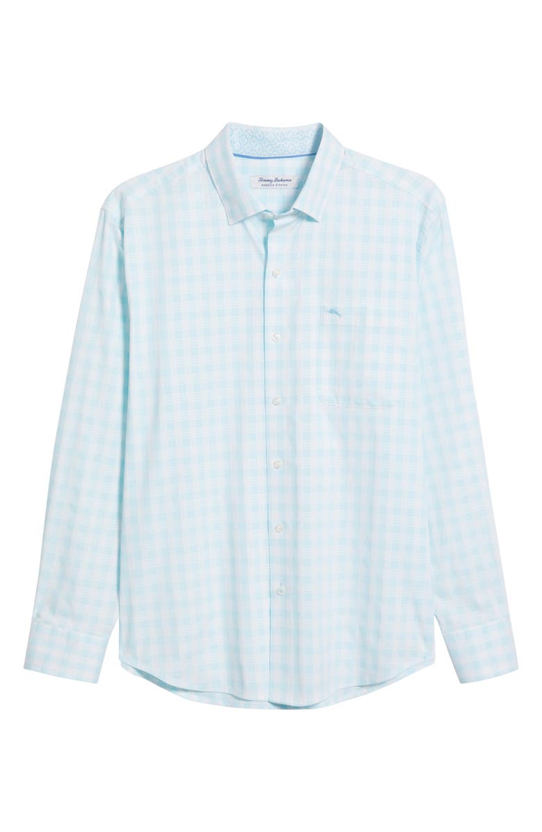 Tommy Bahama Sarasota Stretch Check IslandZone<sup>®</sup> Button-Up Shirt, Alternate, color, Aqua Mist