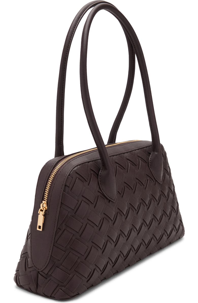 MANGO Braided Faux Leather Bowling Bag, Main, color, Chocolate