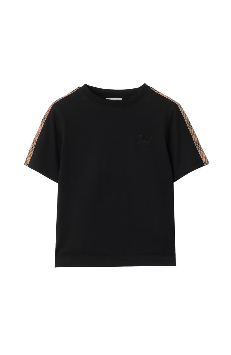 Burberry Check Trim Cotton T-shirt, Main, color, Black