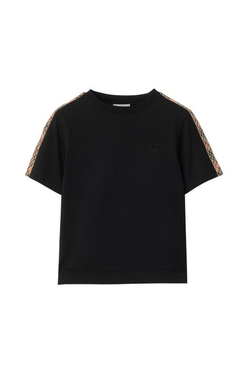 Check Trim Cotton T-shirt