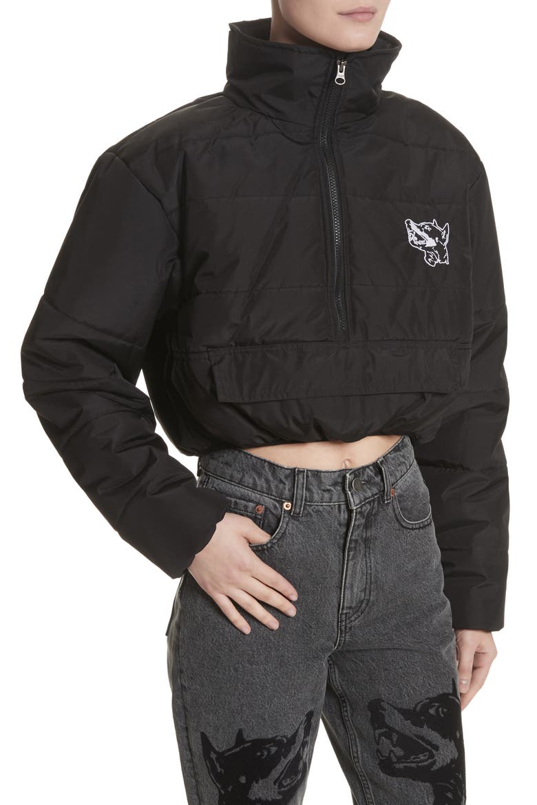 Misery Crop Puffer Coat, Alternate, color, BLACK
