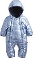 Magnetic Me Blue Solid Metallic Magnetic Closure Puffer Snowsuit