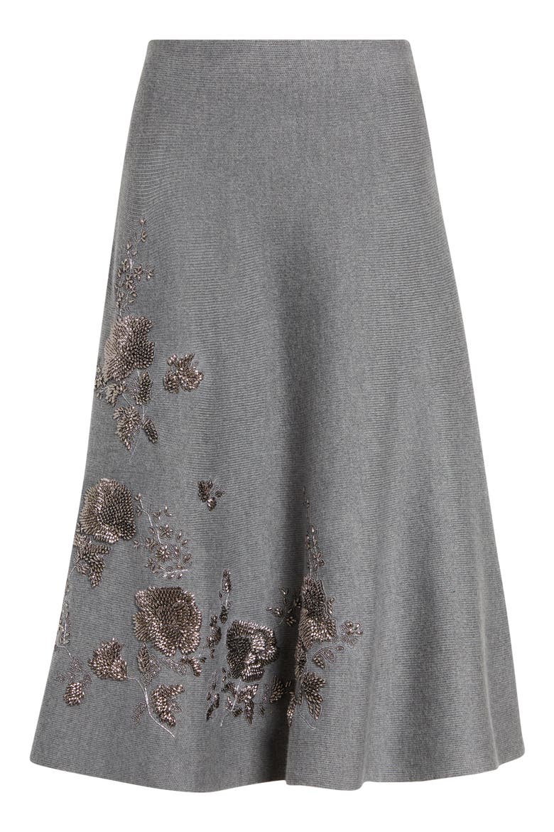 Beaded Wool Sweater Skirt, Alternate, color, MELANGE GREY
