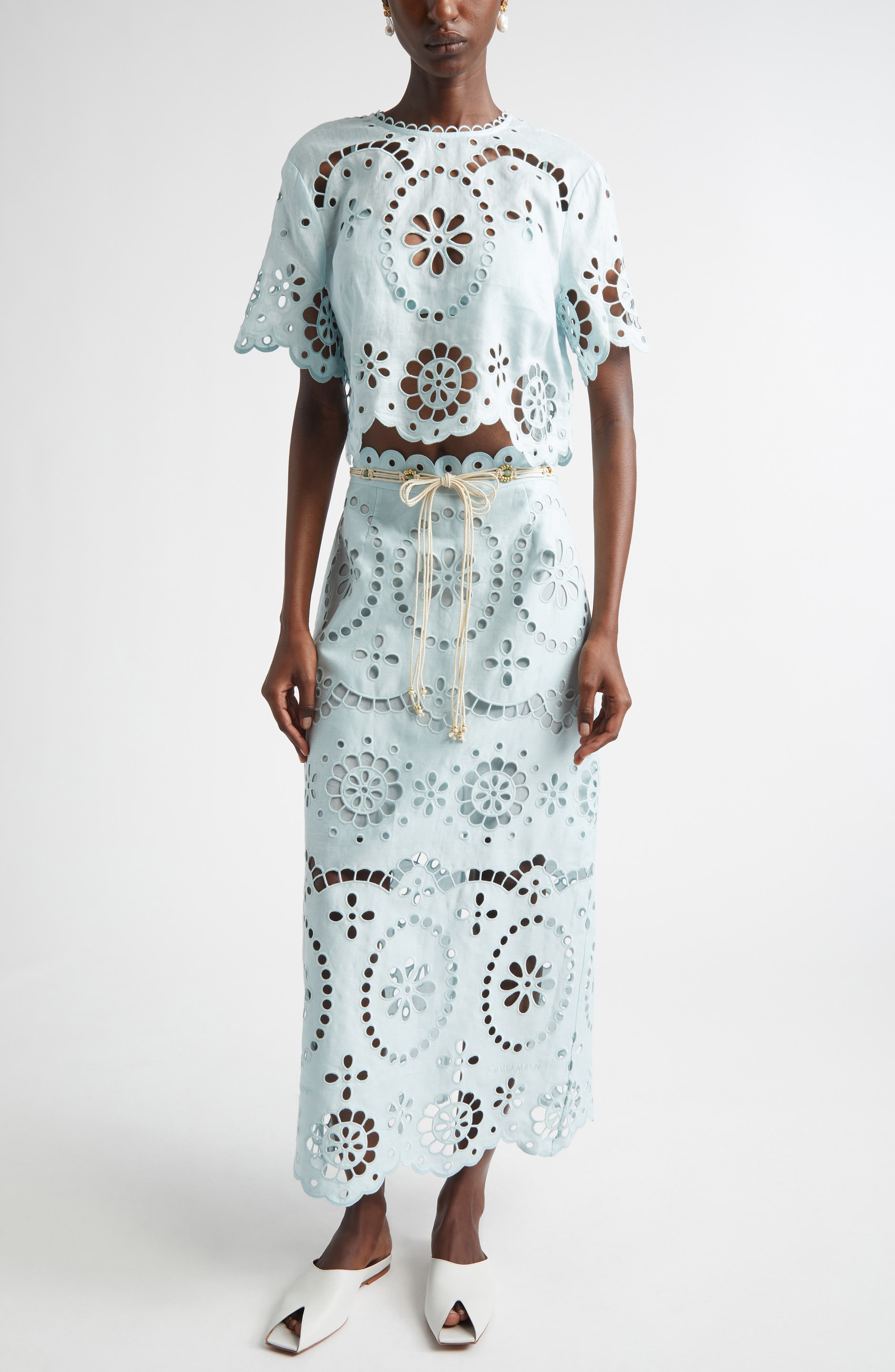 Awaken Embroidered Linen Crop Top - image 2