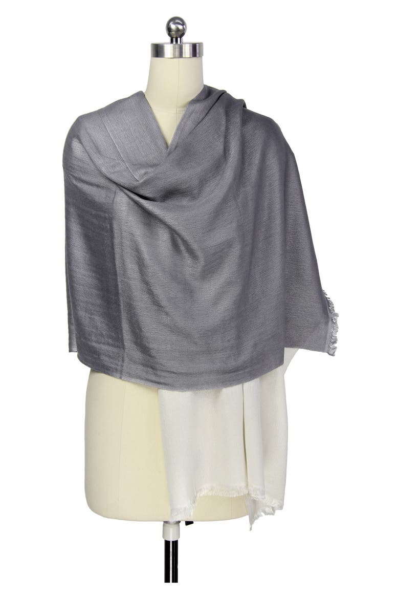 Two-Tone Cashmere & Silk Scarf, Alternate, color, GREY