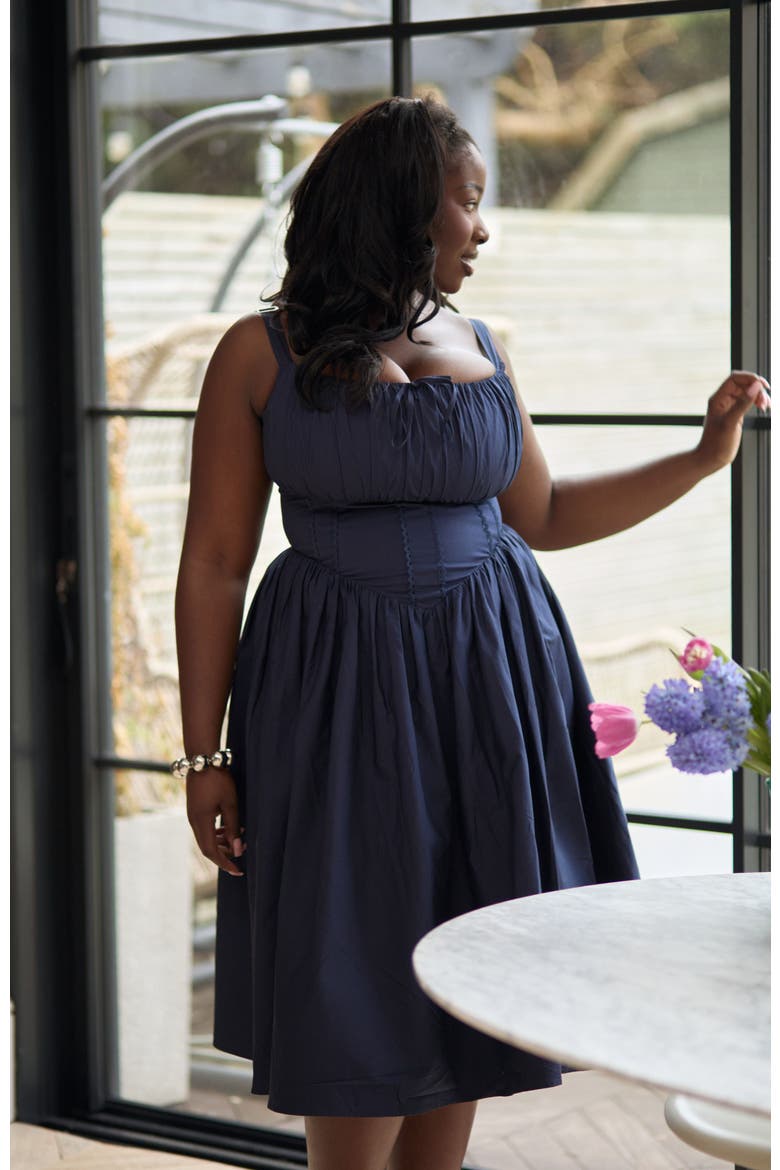 plus size corset dress midi Final Sale Plus Size Faux Leather Corset Waist Midi Dress in Black