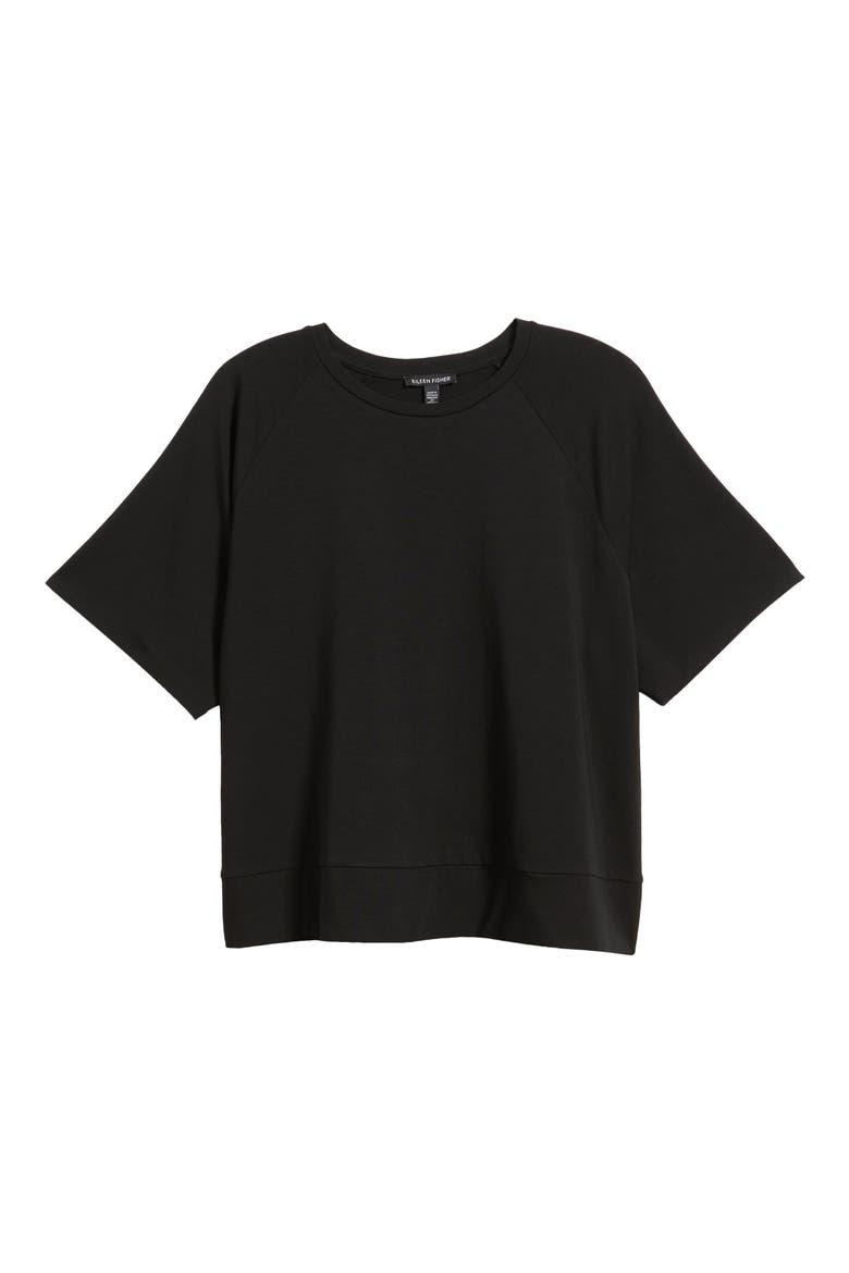 Short Sleeve Crewneck Top, Alternate, color, BLACK