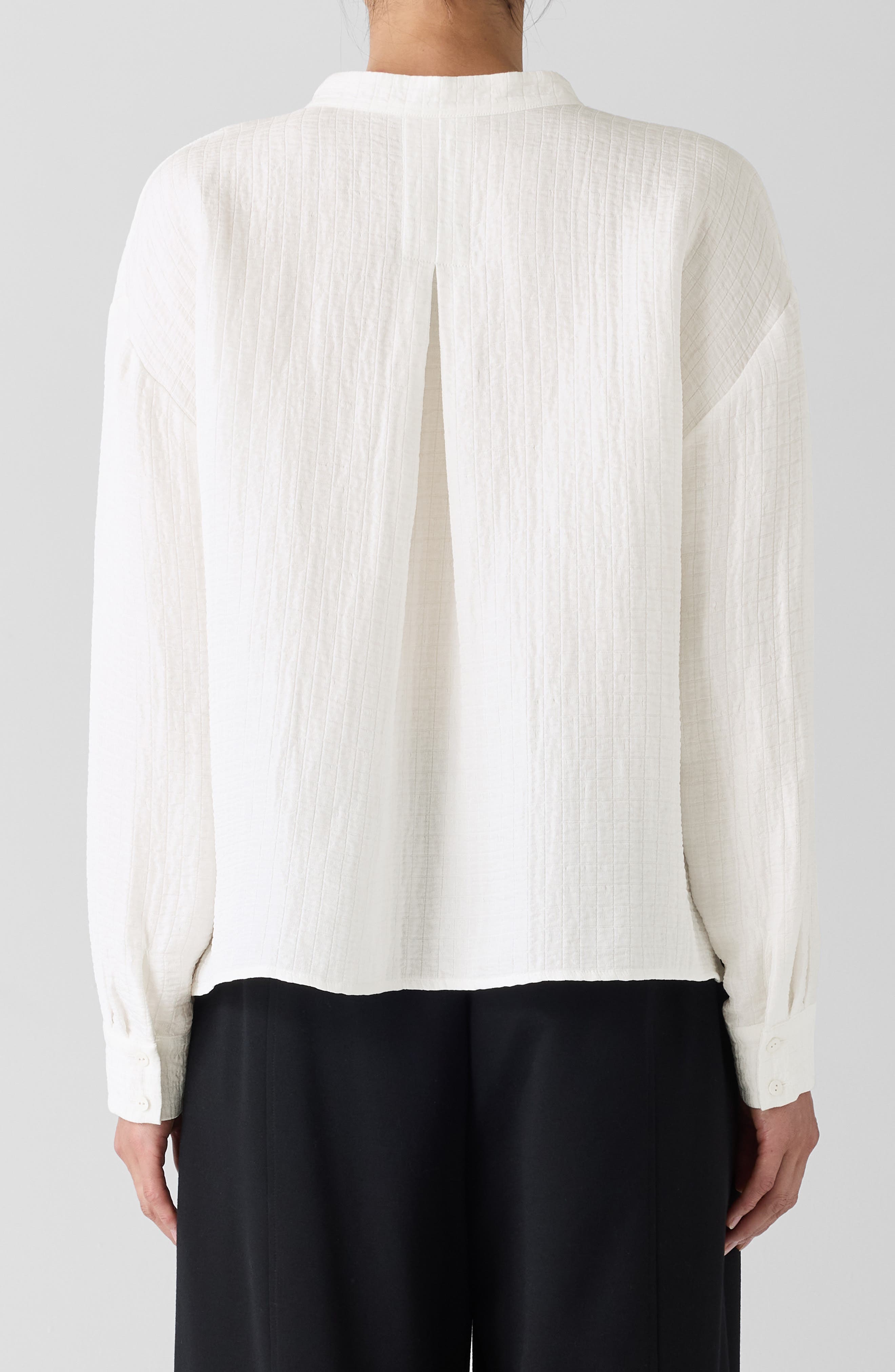 Silk & Linen Mandarin Collar Top - image 2