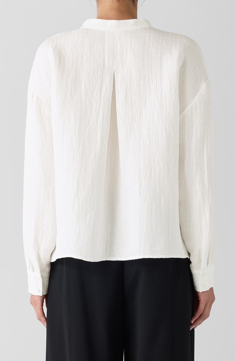 Eileen Fisher Silk & Linen Mandarin Collar Top, Alternate, color, Ivory