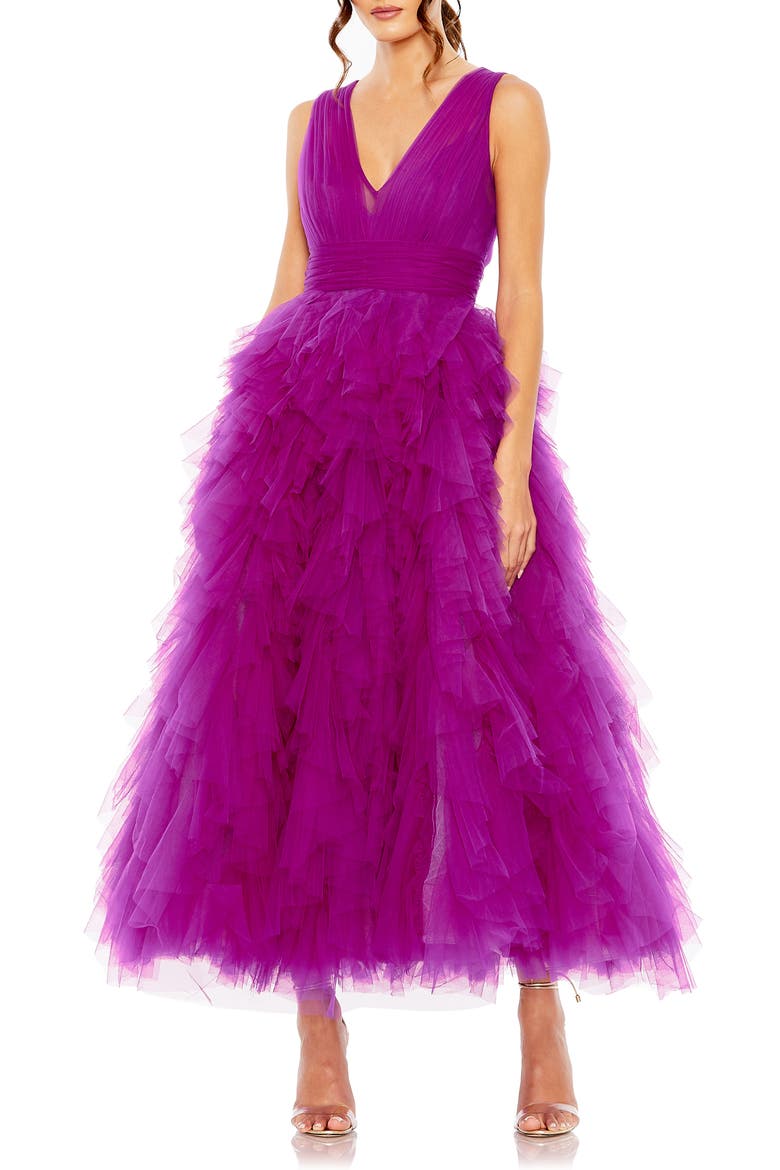 Tulle A-Line Cocktail Dress, Main, color, FUCHSIA