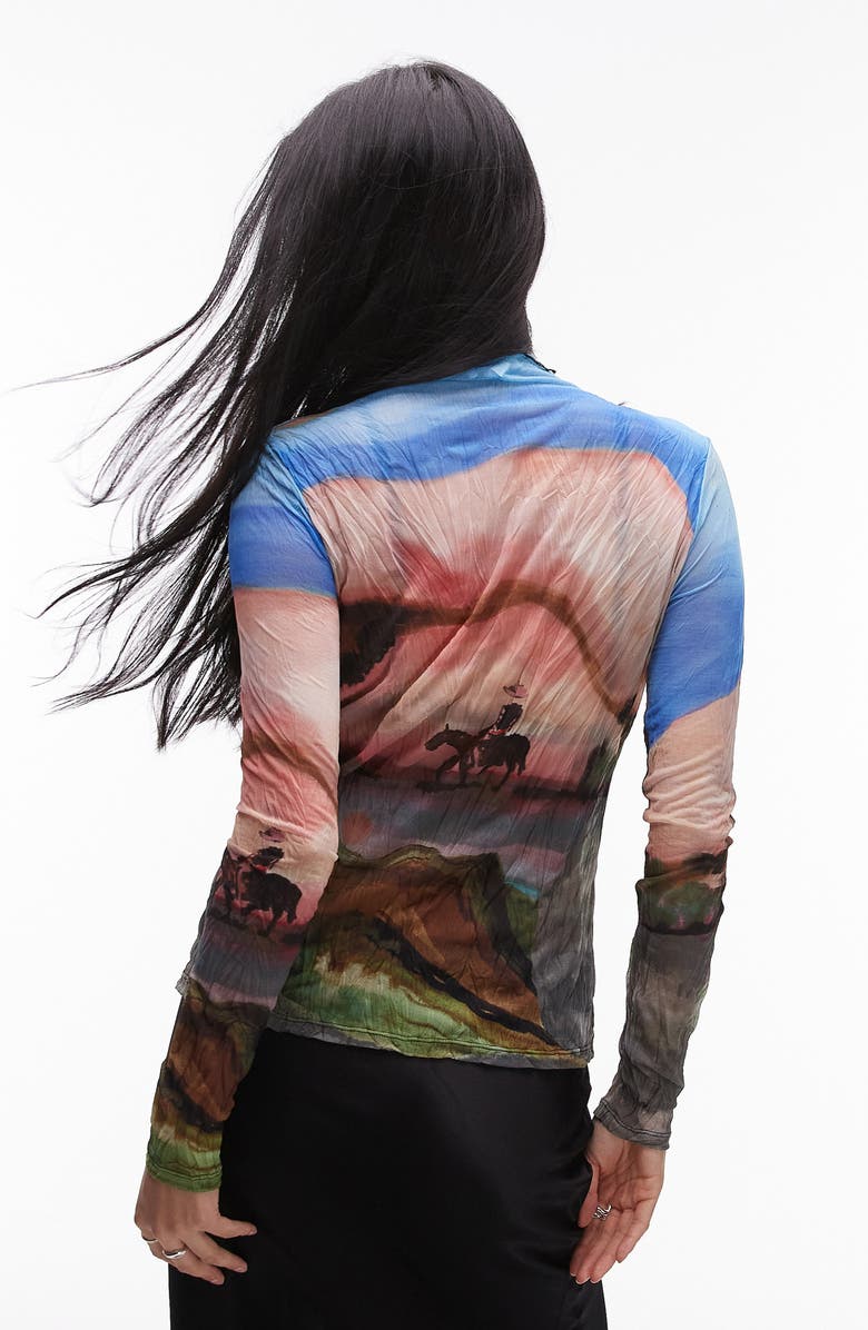 Cowboy Semisheer Long Sleeve Top