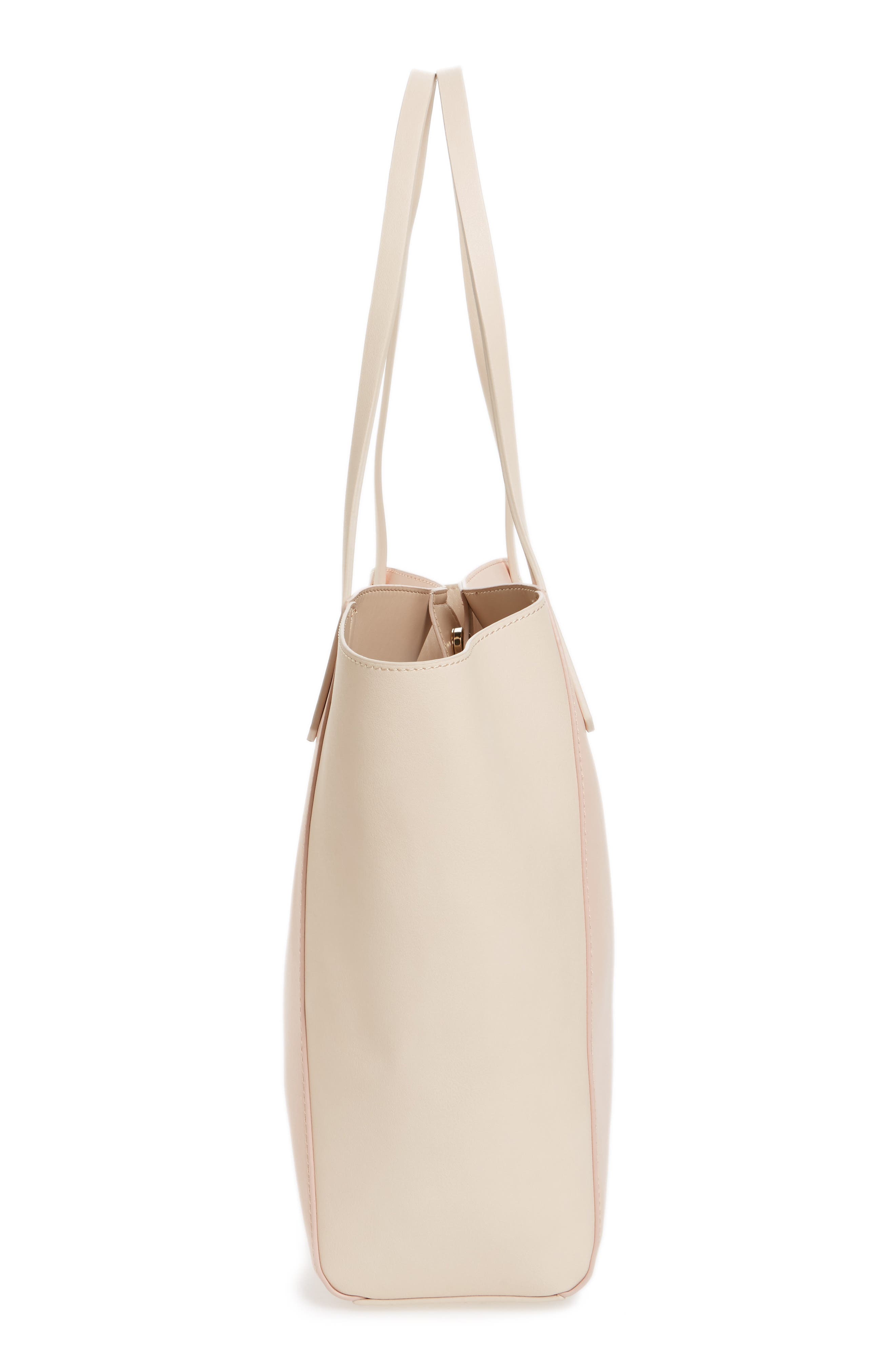 Colorblock Faux Leather Tote, Alternate, color, BLUSH