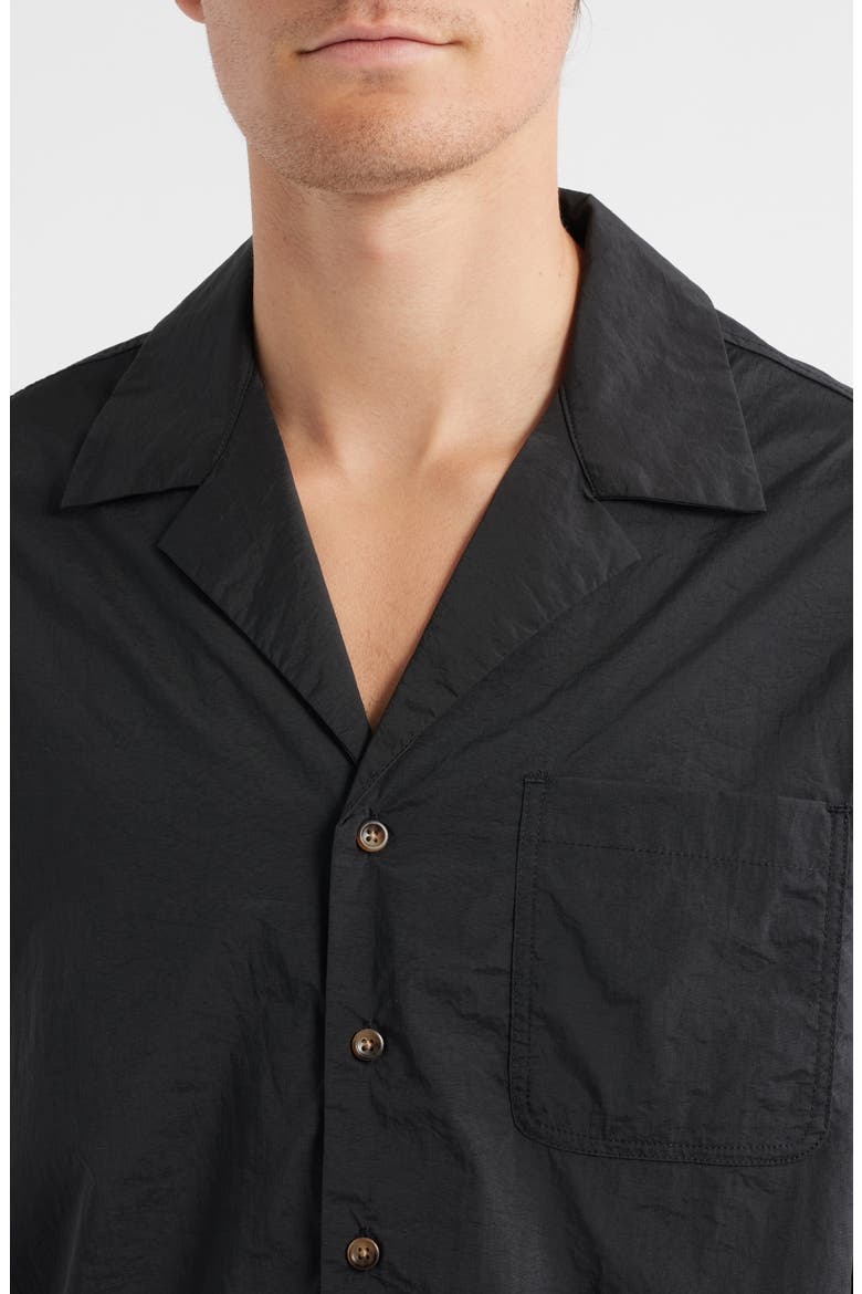 Kore Stretch Nylon Camp Shirt, Alternate, color, BLACK