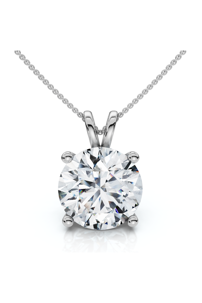 1Ct Solitaire Diamond Pendant 14k Gold Lab Grown 18" Necklace, Main, color, 14k White Gold