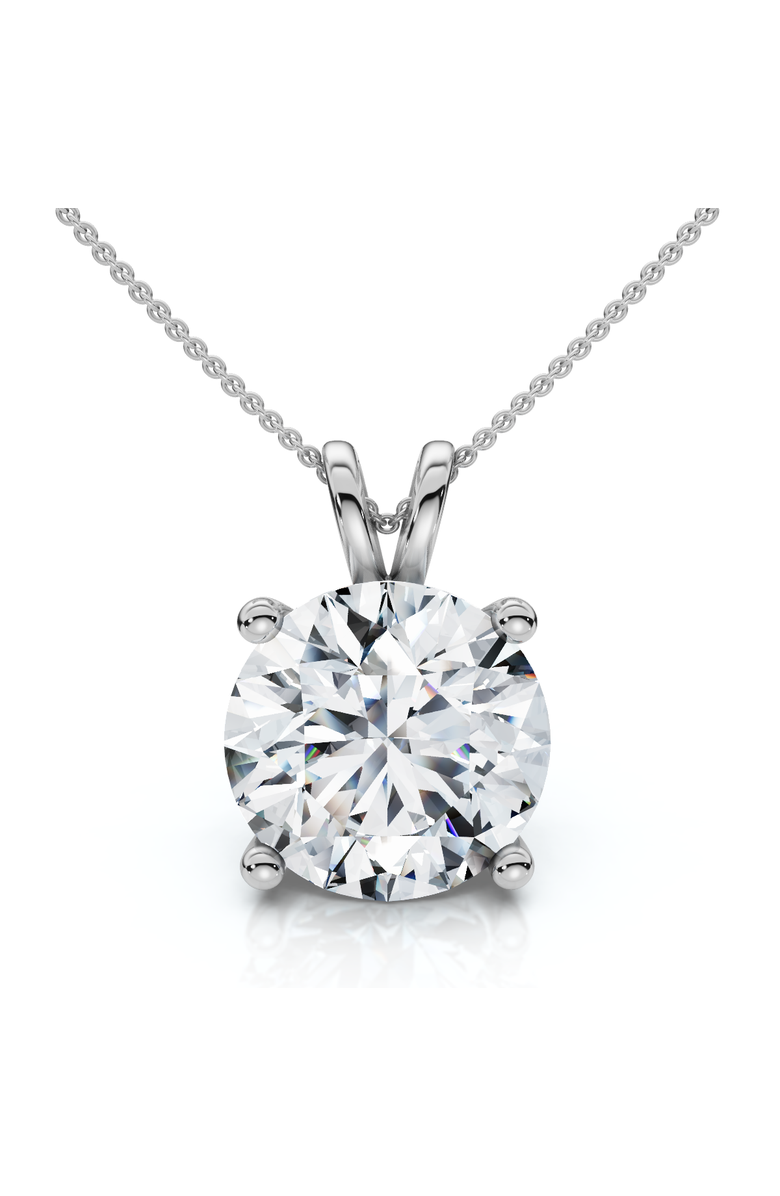 Bliss Diamond Certified 3Ct Solitaire Round Diamond Pendant 14k Gold Necklace Lab Grown 18", Main, color, White Gold