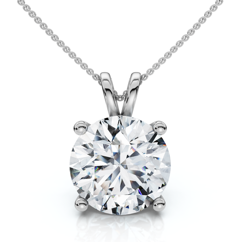 1Ct Solitaire Diamond Pendant 14k Gold Lab Grown 18" Necklace