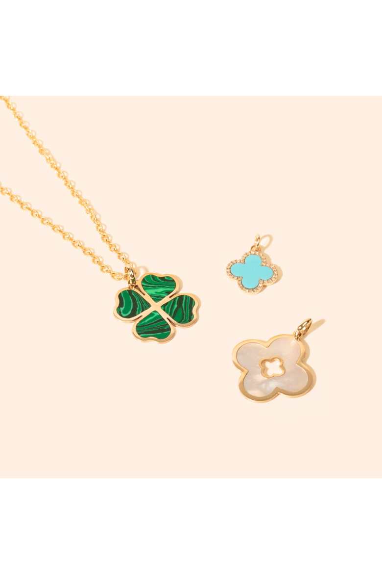 Turquoise Diamond Clover Charm, Alternate, color, Turquoise