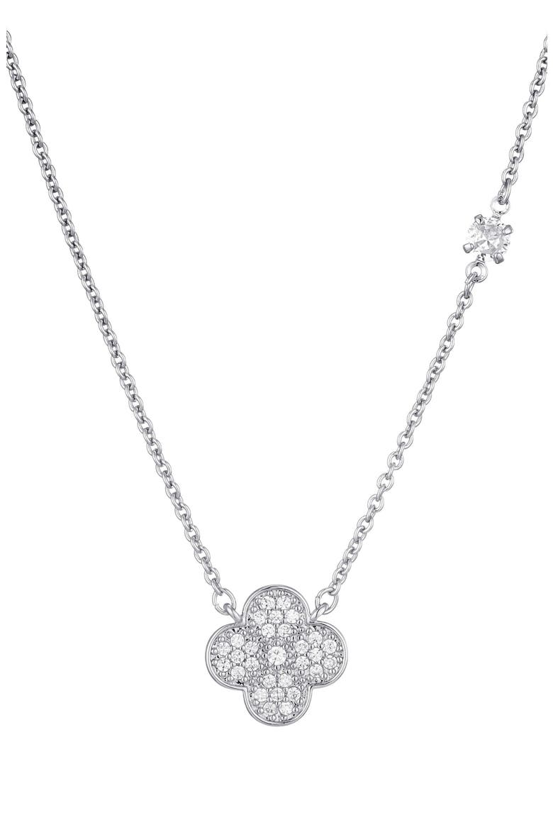 Clover Drop Earrings & Necklace Set, Alternate, color, SILVER