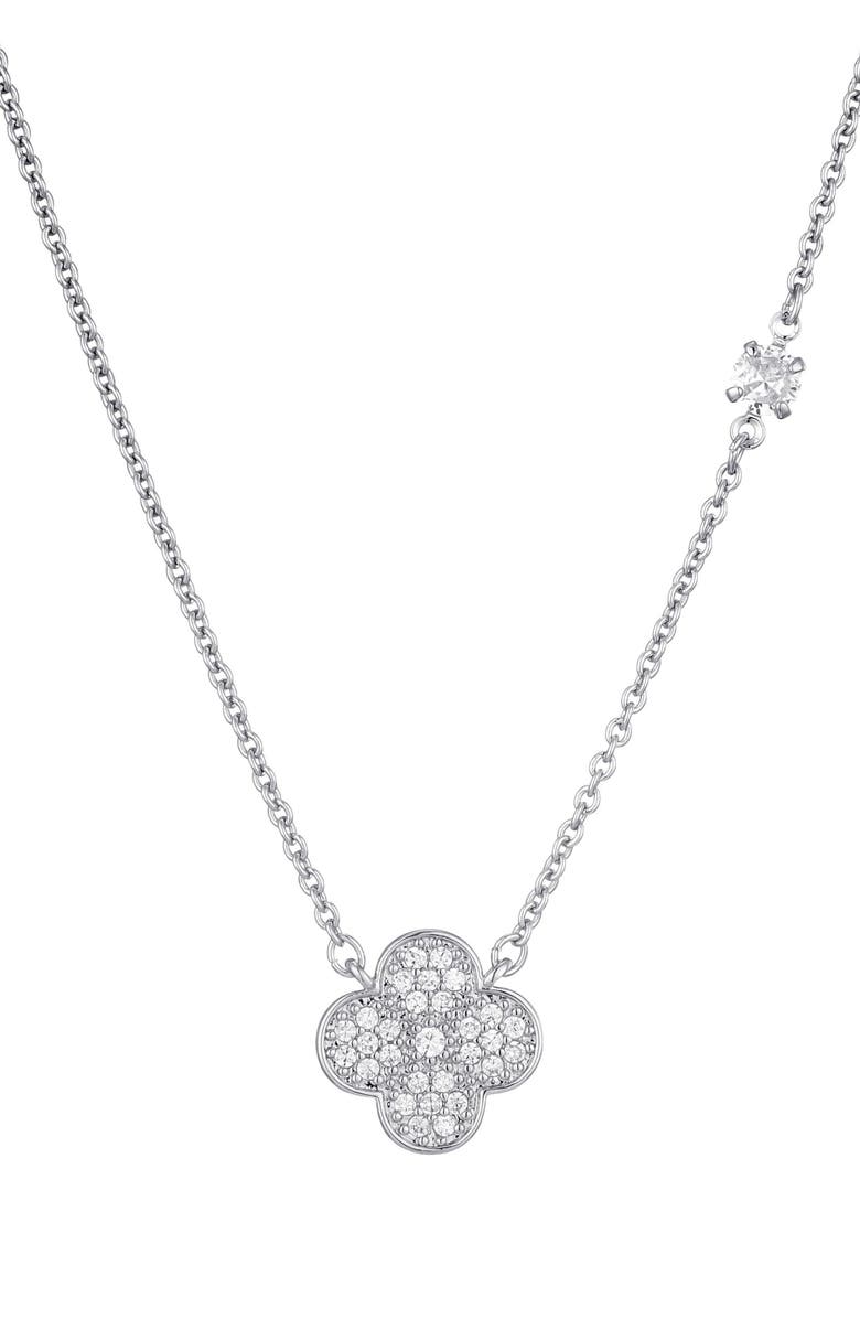 Adornia Clover Drop Earrings & Necklace Set, Alternate, color, Silver