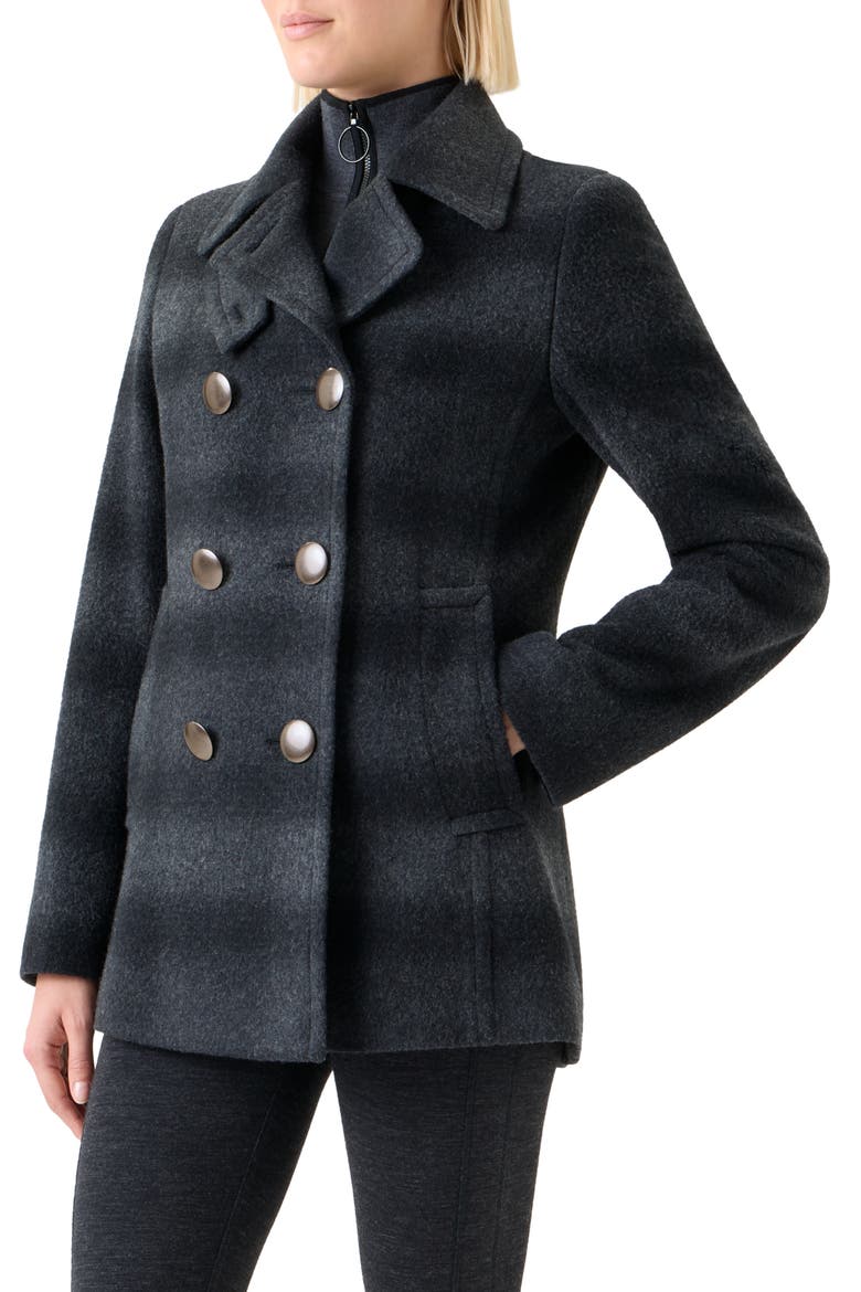 Blurred Check Wool Blend Peacoat, Alternate, color, CHARCOAL-BLACK