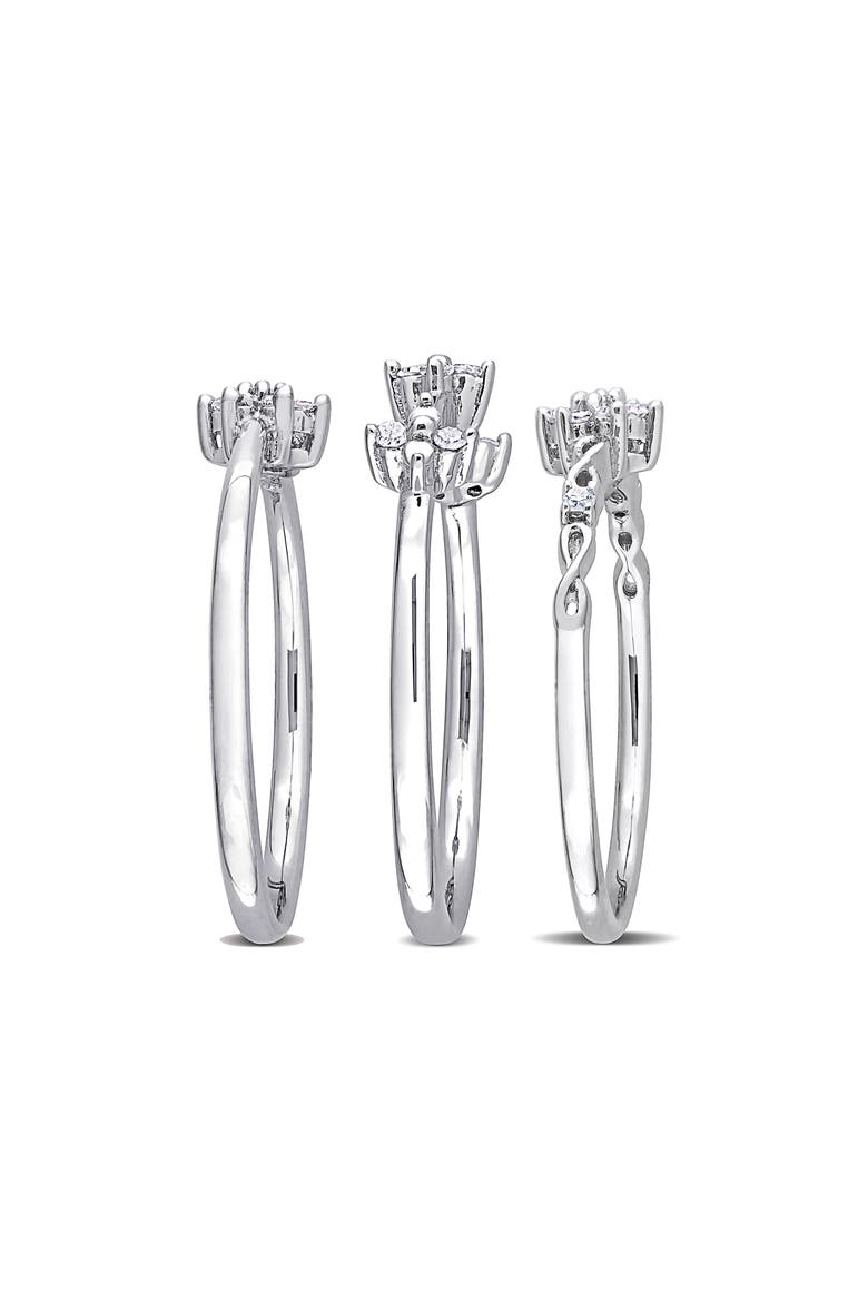 Set Of 3 Floral Diamond Rings - 0.24ct., Alternate, color, SILVER