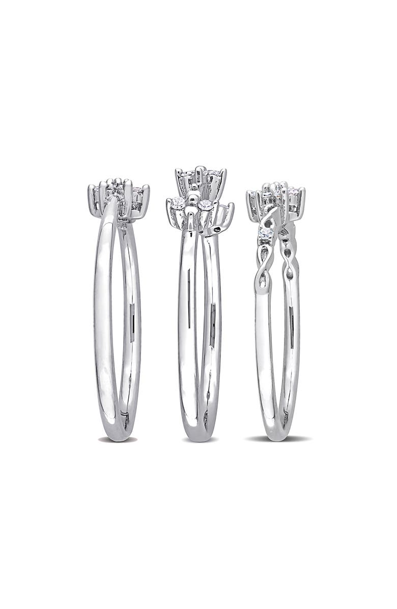 DELMAR Set Of 3 Floral Diamond Rings - 0.24ct., Alternate, color, Silver