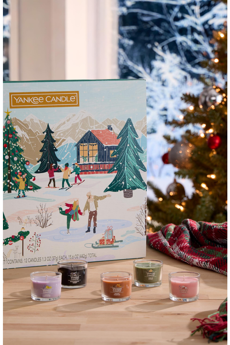 Signature Votive Mini Candle Jars, 12 Days of Christmas Candle Advent Calendar Variety Pack, Alternate, color, Multicolored