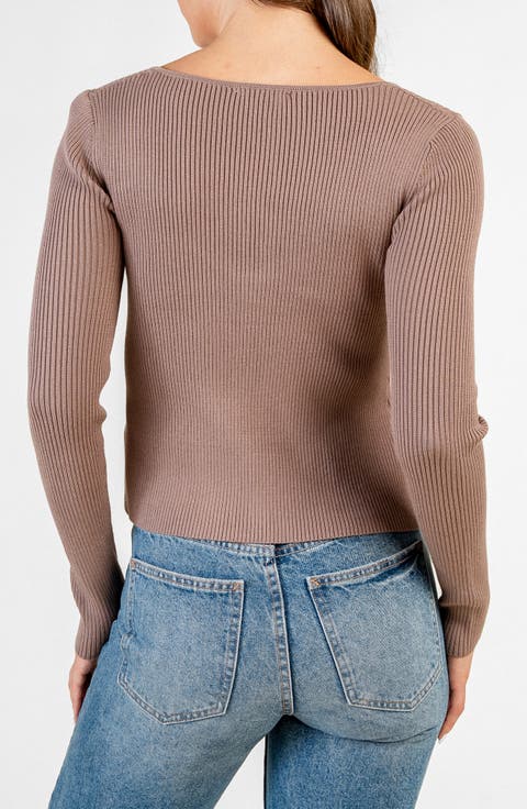 Slit Front Rib Sweater